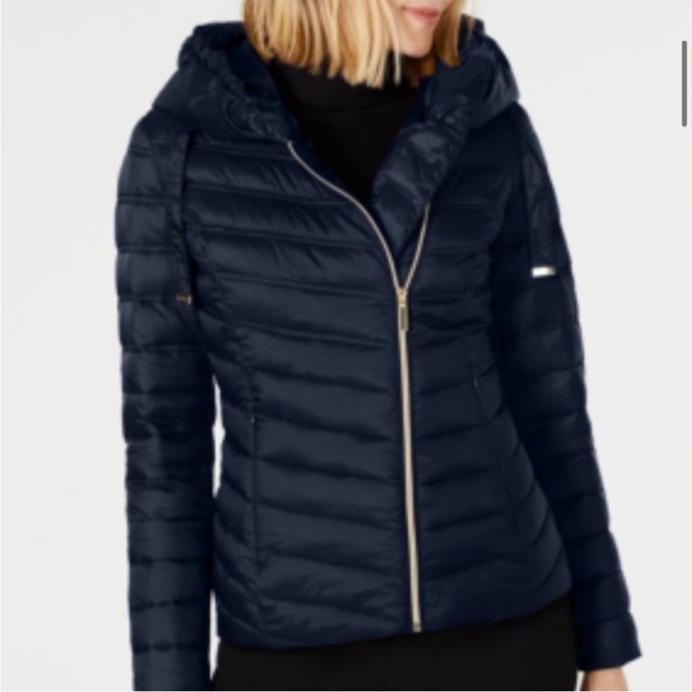 Laundry by Shelli Segal Asymmetrical Hooded
Packable Puffer Coat in Petr…